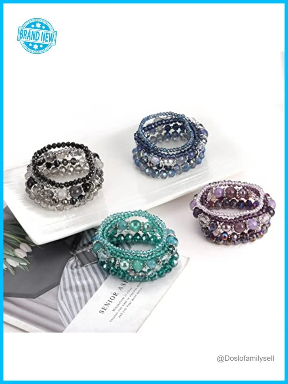Beaded Boho Stretch Bracelet Stackable Crystal Beads Trendy Costume Jewelry